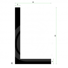 EPDM Rubber Hoekprofiel | 55 x 35 x 5 mm | per meter